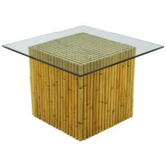 Cube End Table Of Reeded Bamboo Canes