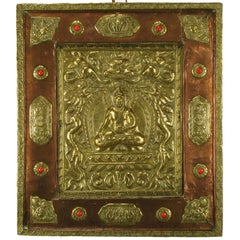 Vintage Intricate Brass & Copper  Bas-Relief Of Buddha