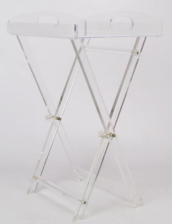 American X-Based Lucite Tray Table With Folding Base