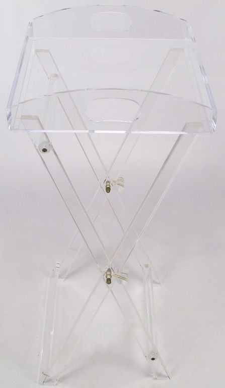 Late 20th Century X-Based Lucite Tray Table With Folding Base