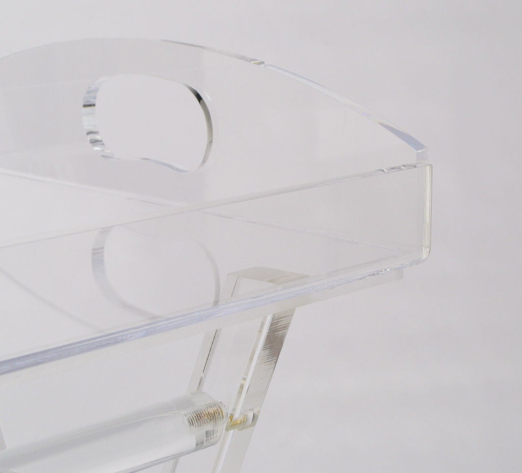 X-Based Lucite Tray Table With Folding Base 2