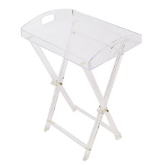 X-Based Lucite Tray Table With Folding Base