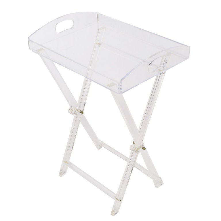 X-Based Lucite Tray Table With Folding Base