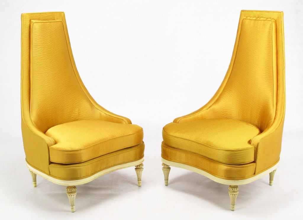 Pair Striking Persimmon Club Chairs With Tall Backs 1