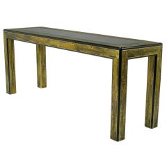 Bernhard Rohne Acid Etched Brass Console Table By Mastercraft