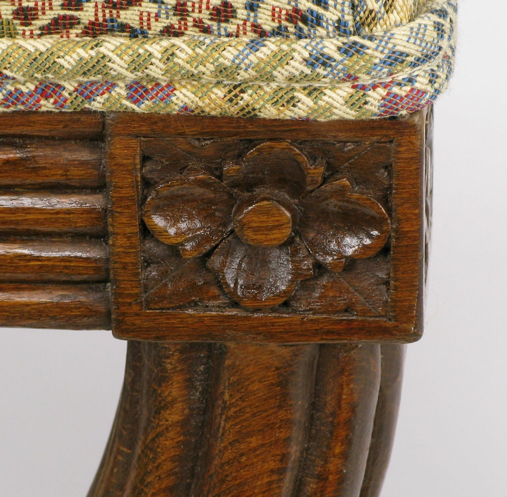 Pair Regency Benches With White Reeded Oak Curule Bases 2