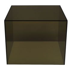 Unusual Custom Smoked Glass Cuboid End Table