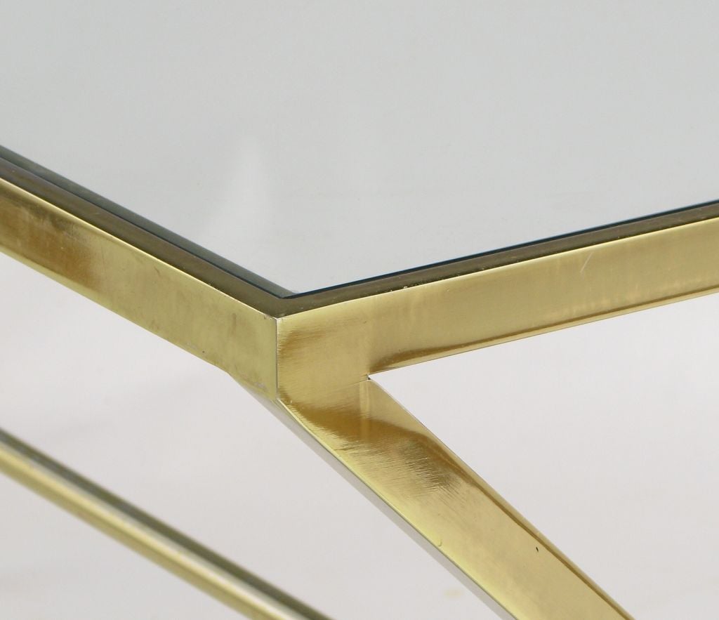 Elegant Gold Aluminum and Glass XLeg Trestle Table at 1stDibs