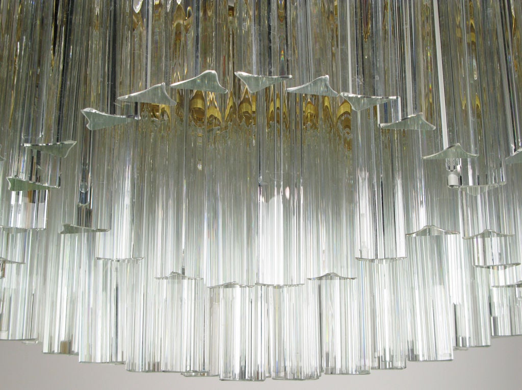 Venini Sculptural Double Helix Brass & Clear Glass Chandelier 2