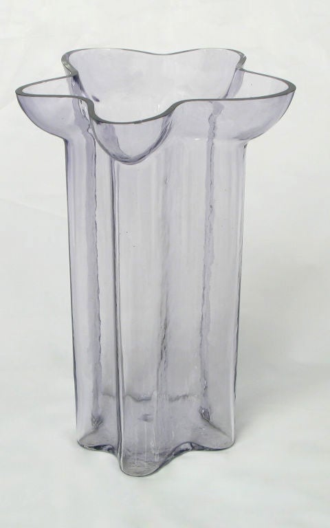 Free form pentafoil tronchi glass vase with larger top opening.  Believed to be from Italy.