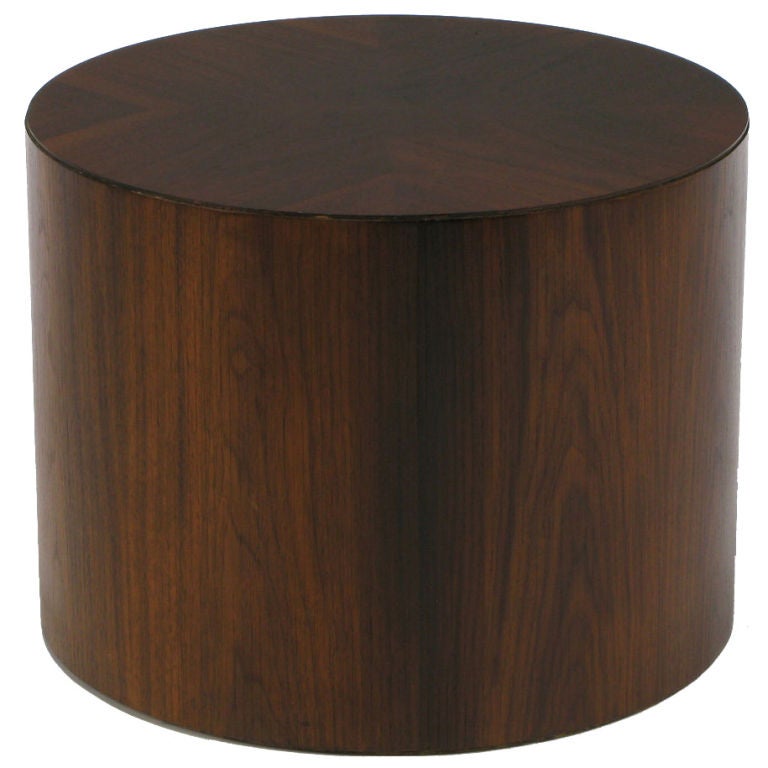 Rosewood Cylinder Drum End Table With Book Matched Top
