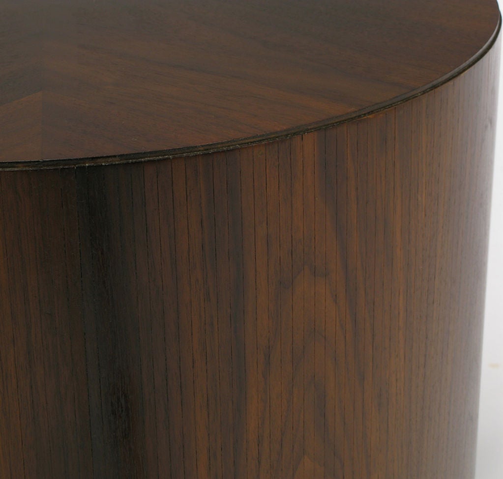 American Rosewood Cylinder Drum End Table With Book Matched Top