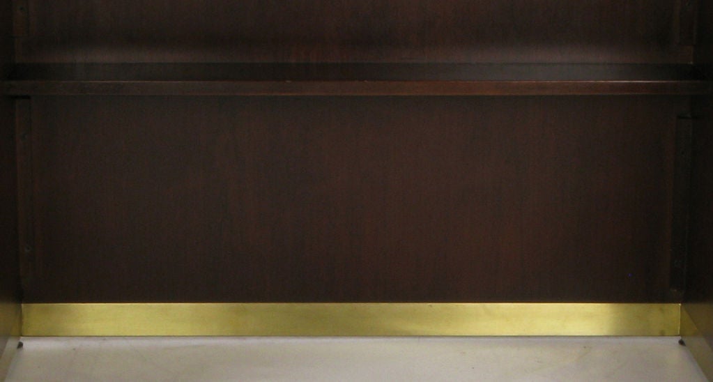 Cantilevered Sides Walnut & Brass Modern Executive Desk 2
