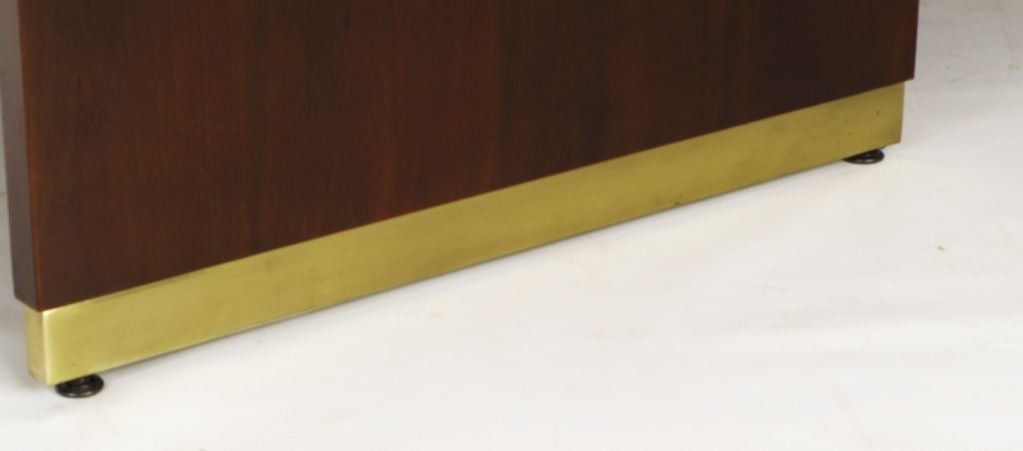 Cantilevered Sides Walnut & Brass Modern Executive Desk 4