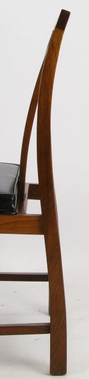 Set Six Hibriten Curved Back Walnut Dining Chairs 2