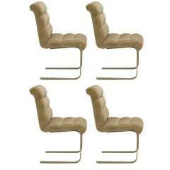 Set Four Pace Dining Chairs In Brass 
Rolled Tan Velvet