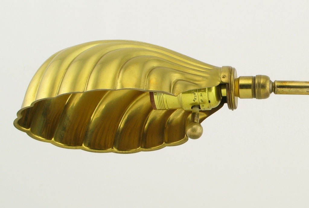 vintage brass shell floor lamp