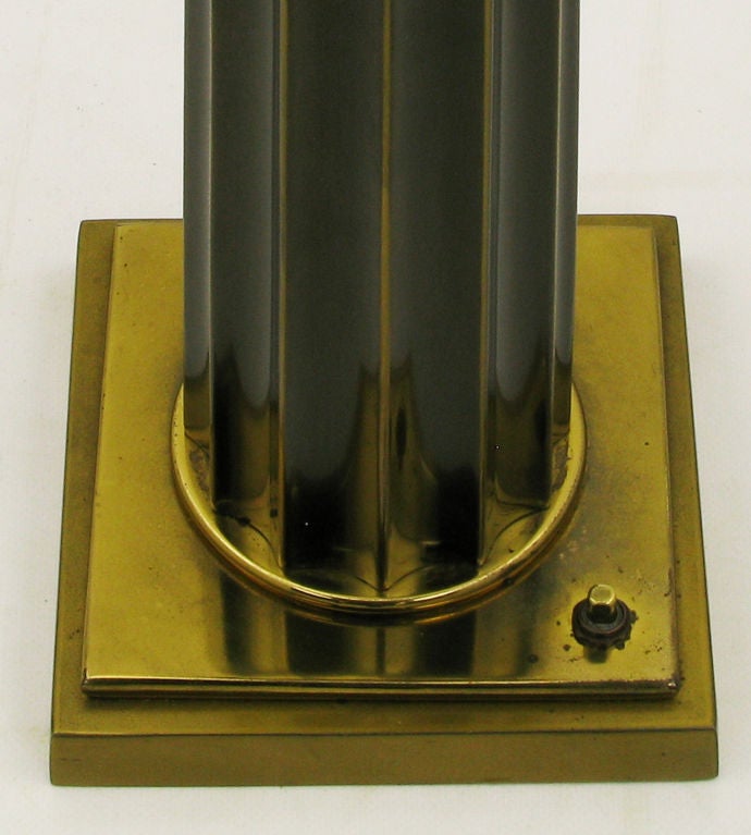 Pair Stiffel Brass & Glass Oil Reservoir Table Lamps 2