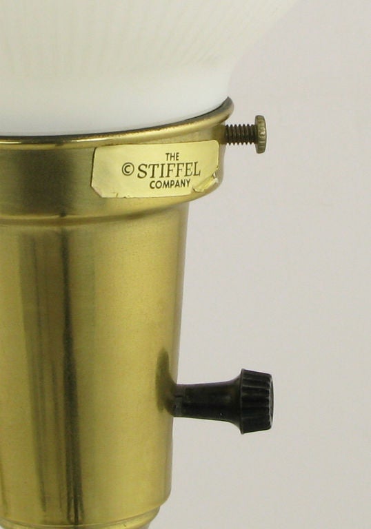 Pair Stiffel Brass & Glass Oil Reservoir Table Lamps 3