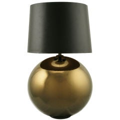 Large Spherical Copper Crackle Glaze Table Lamp.