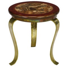 Muller Brass & Inlaid Onyx Top Side Table