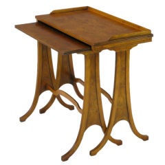 Baker Art Nouveau Style Burled Walnut Nesting Tables