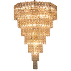 Cascading Crystals and Glass Rods Octagonal Chandelier