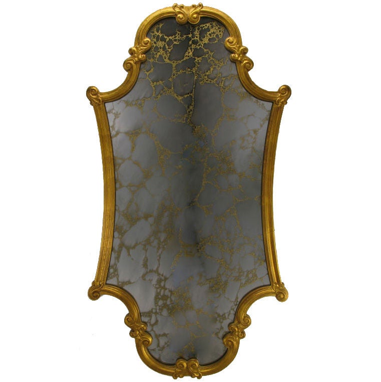 Carved and Gilt Wood Framed Venetian Mirror For Sale