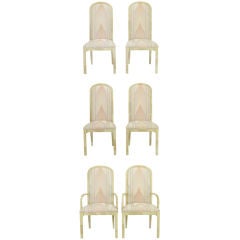 Set Six Goat Skin Finish Dining Chairs By Century