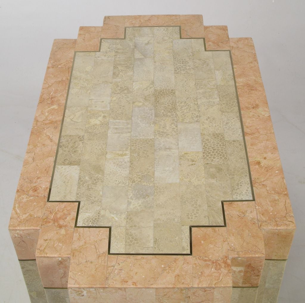 Marcius Coral & Fossil Stone Pedestal Dining Table 2