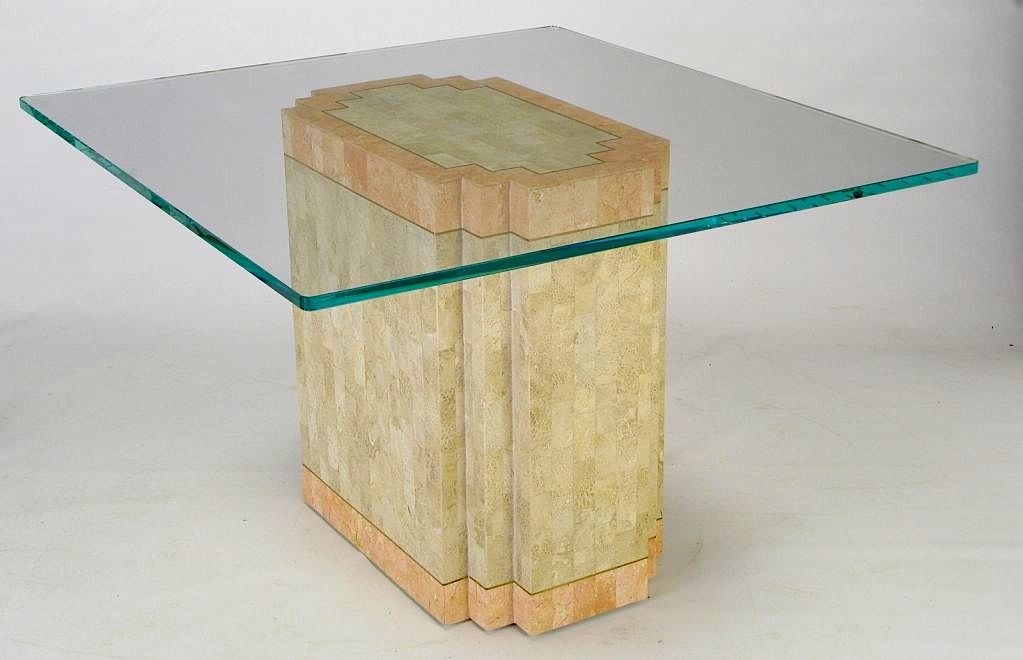 20th Century Marcius Coral & Fossil Stone Pedestal Dining Table