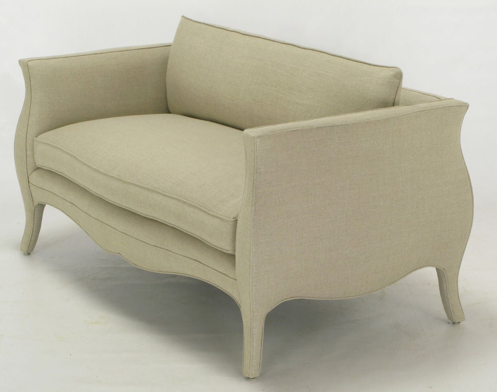 Mid-20th Century Pair Richard Himmel Collection Lutece Settees In Taupe Linen