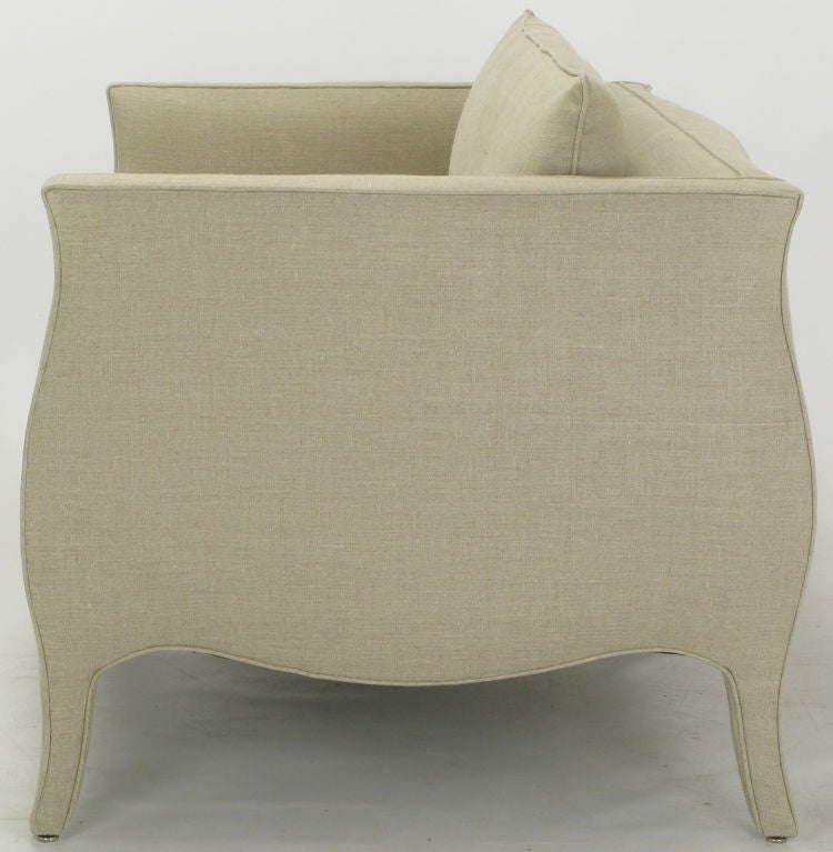 Pair Richard Himmel Collection Lutece Settees In Taupe Linen 1