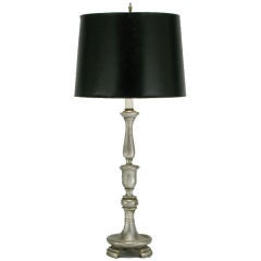 Tall Silver Leafed Baluster-Form Table Lamp