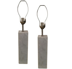 Pair of White and Gray Marble Lamps