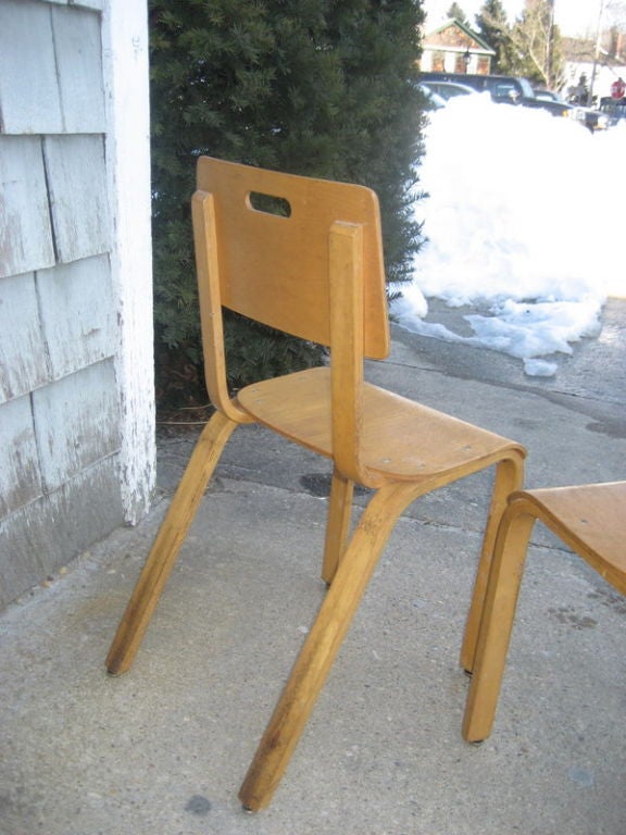 Austrian Set of 4 Children's Thonet Plywood Chairs
