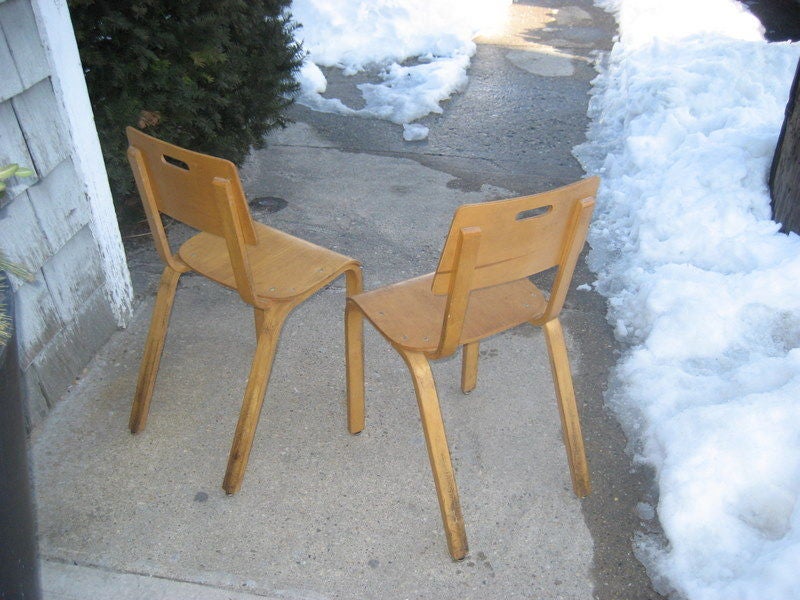 Mid-20th Century Set of 4 Children's Thonet Plywood Chairs
