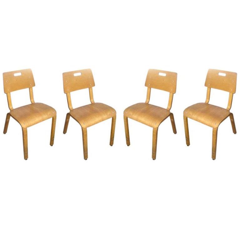 Set of 4 Children's Thonet Plywood Chairs