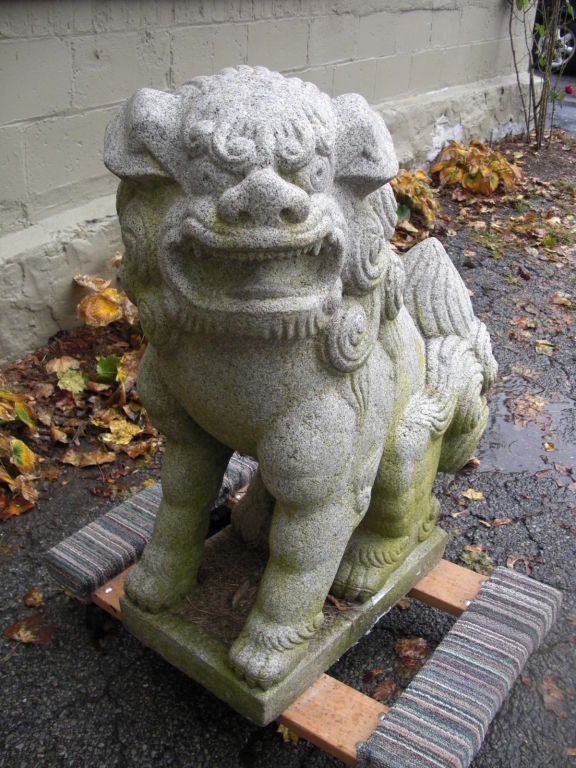 Chinese Pair of  granite foo dogs from the Gurdon Wattles estate