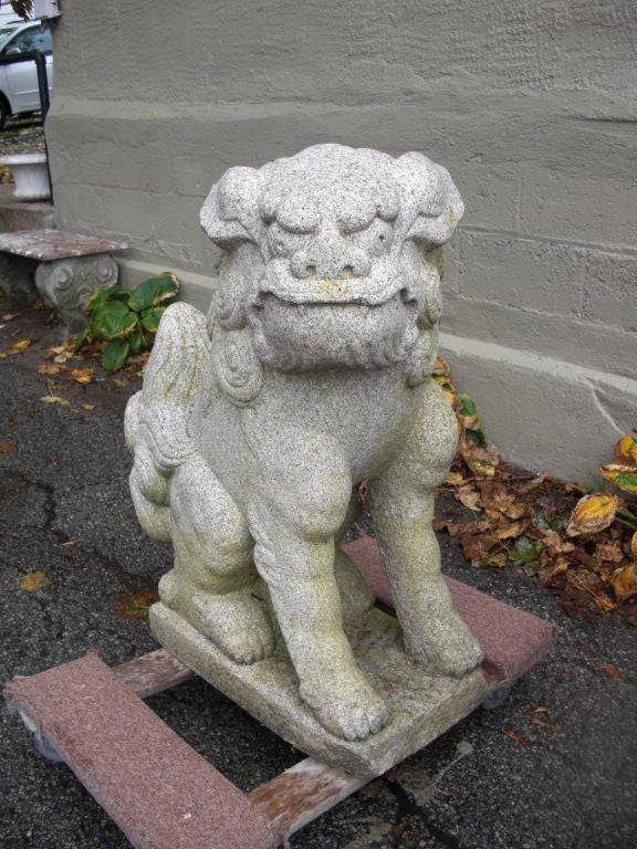 Pair of  granite foo dogs from the Gurdon Wattles estate 2