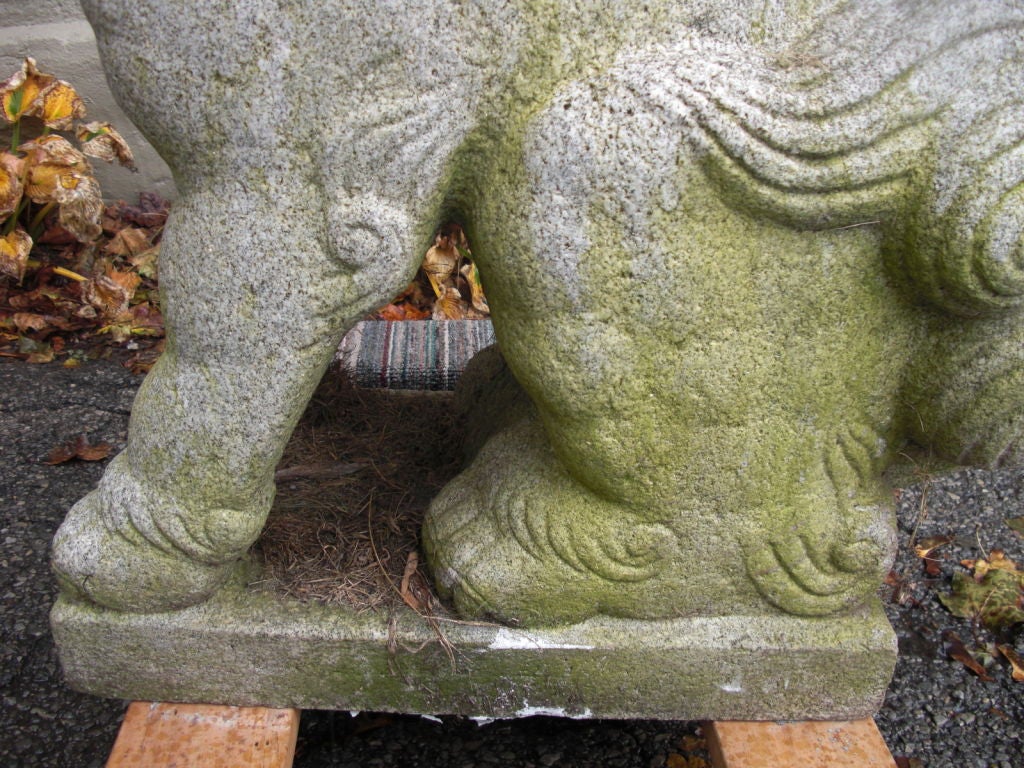 Pair of  granite foo dogs from the Gurdon Wattles estate 4