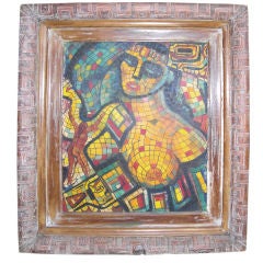Mid 20th century modernist oil on canvas of nude female bust