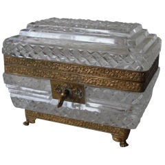French cut glass dresser box with gilt bronze mounts circa 1900