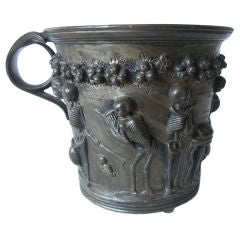 Rare grand tour bronze cup with skeletons scenes