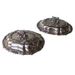 Pair of  silverplate covered tureens