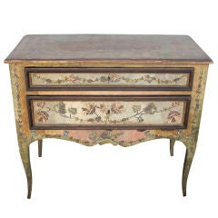 Rare paint  and embroidered damask decorated Venetian chest