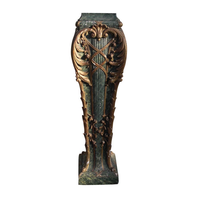 19th cent. Roccoco style carved  and polychromed pedestal