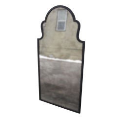 Large 1950's iron Queen Ann style distressed silvering mirror