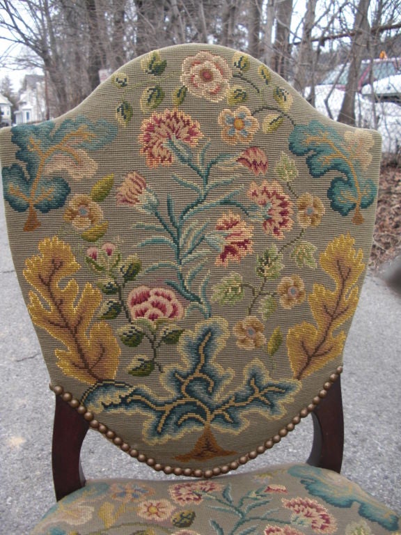 20th Century Set of 4 vintage shield back chairs with petit point  upholstery