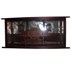 19th century Tramp Art Paddle wheel Diorama